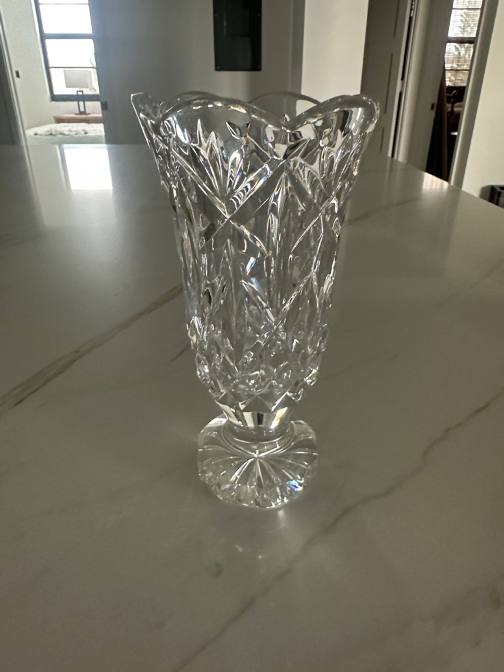 Waterford Crystal Cut Glass Pedestal Vase - Clear